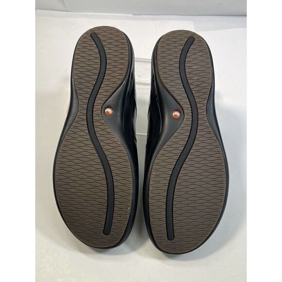 Clarks Unstructured Black Leather Shoes with Merrell Insoles Slip On Comfort 9M - Picture 10 of 15